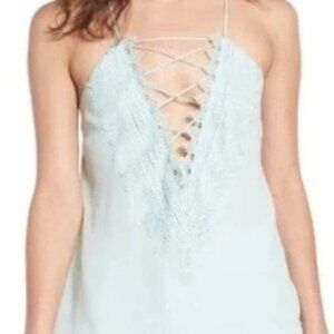NWT Wayf Posie Strappy Camisole criss-cross lace-up tank top mint green medium